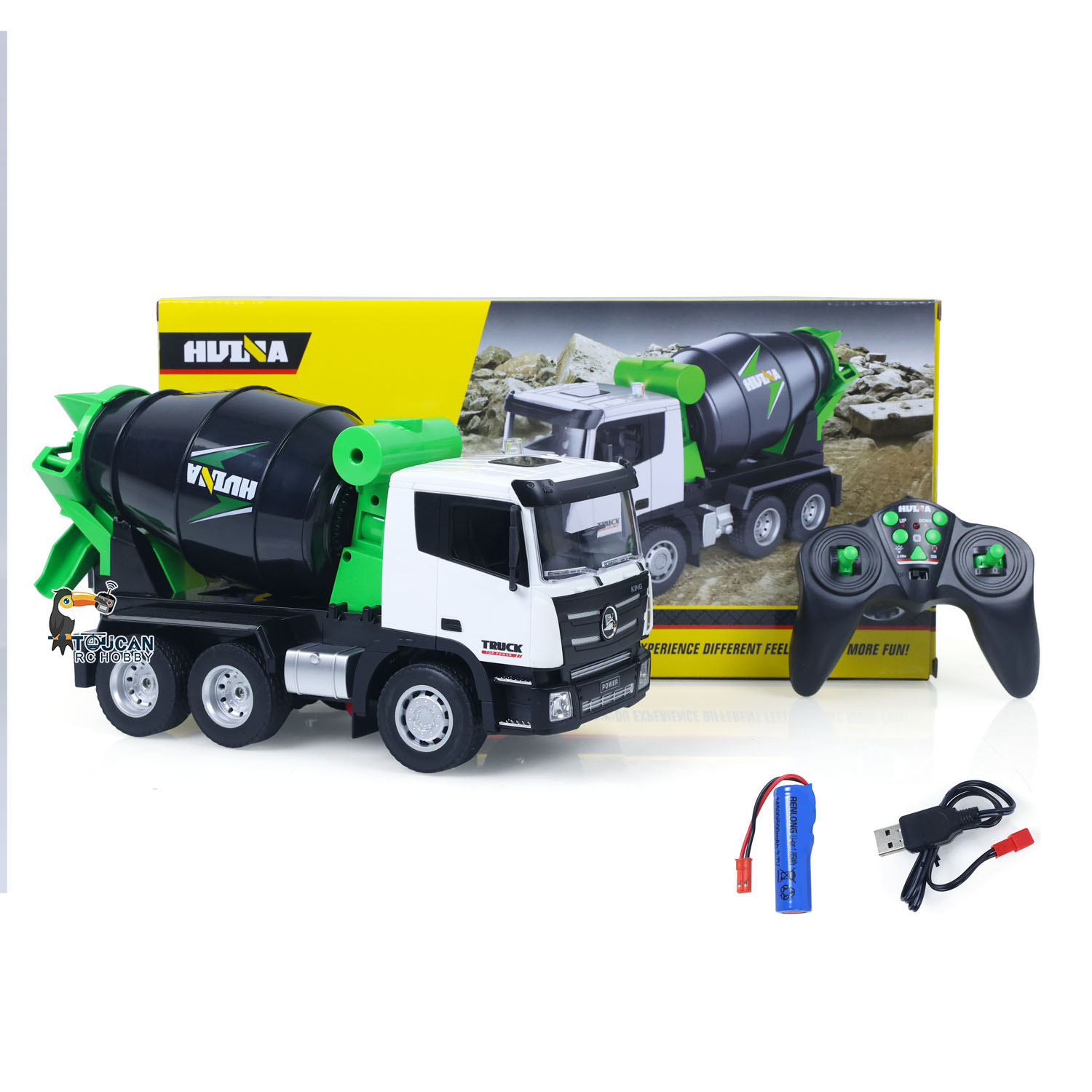 Rc Hobby Grade - HUINA-camión mezclador eléctrico de hormigón para