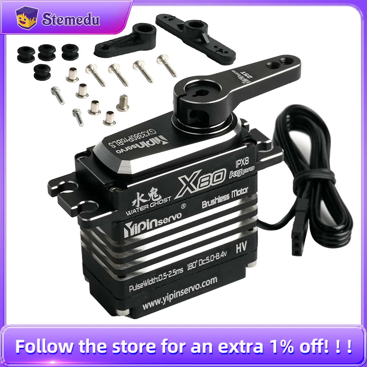 Rc Hobby Grade - Servomotor Digital de 80KG, totalmente metálico,