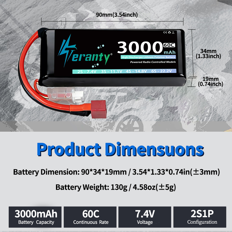 Batería Lipo TERANTY 2S 3000mA - Rc Hobby Trucks reseña y precio