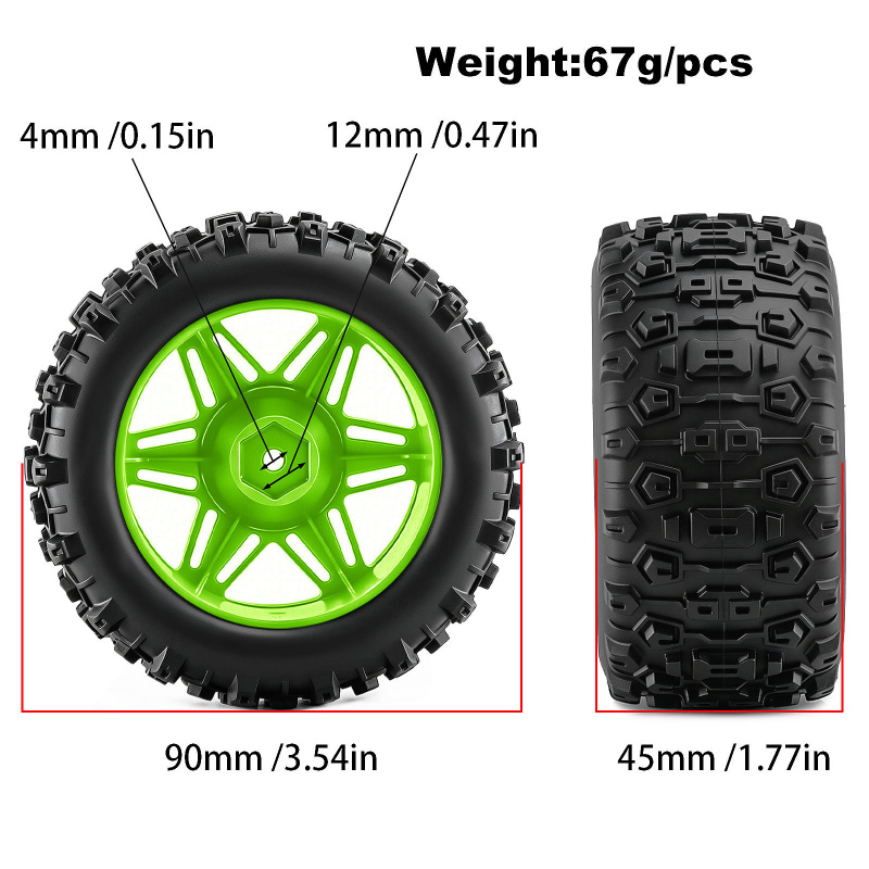 Juego de 4 Ruedas y Neumáticos - Rc Hobby Trucks reseña y precio