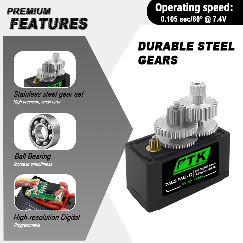 Servo Digital PTK 7452 MG-D 9g - Rc Hobby Grade reseña y precio